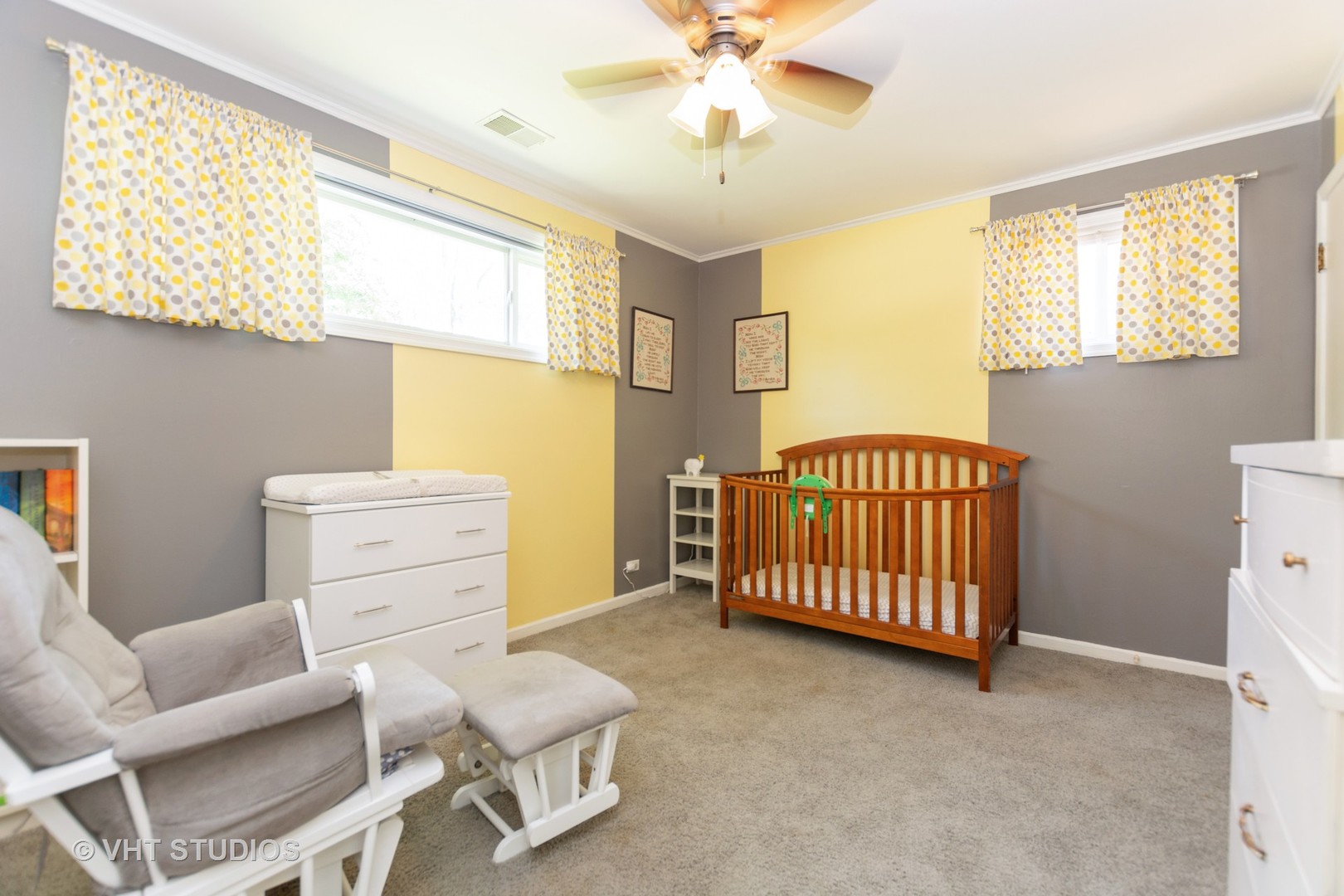 2233 Spruce Road Homewood, IL 60430 - Photo 13 of 17 a bedroom with a baby bed a couch and chair