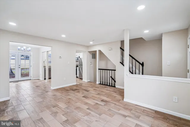 a view of an entryway with stairs