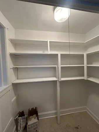 a view of walk in closet with empty racks