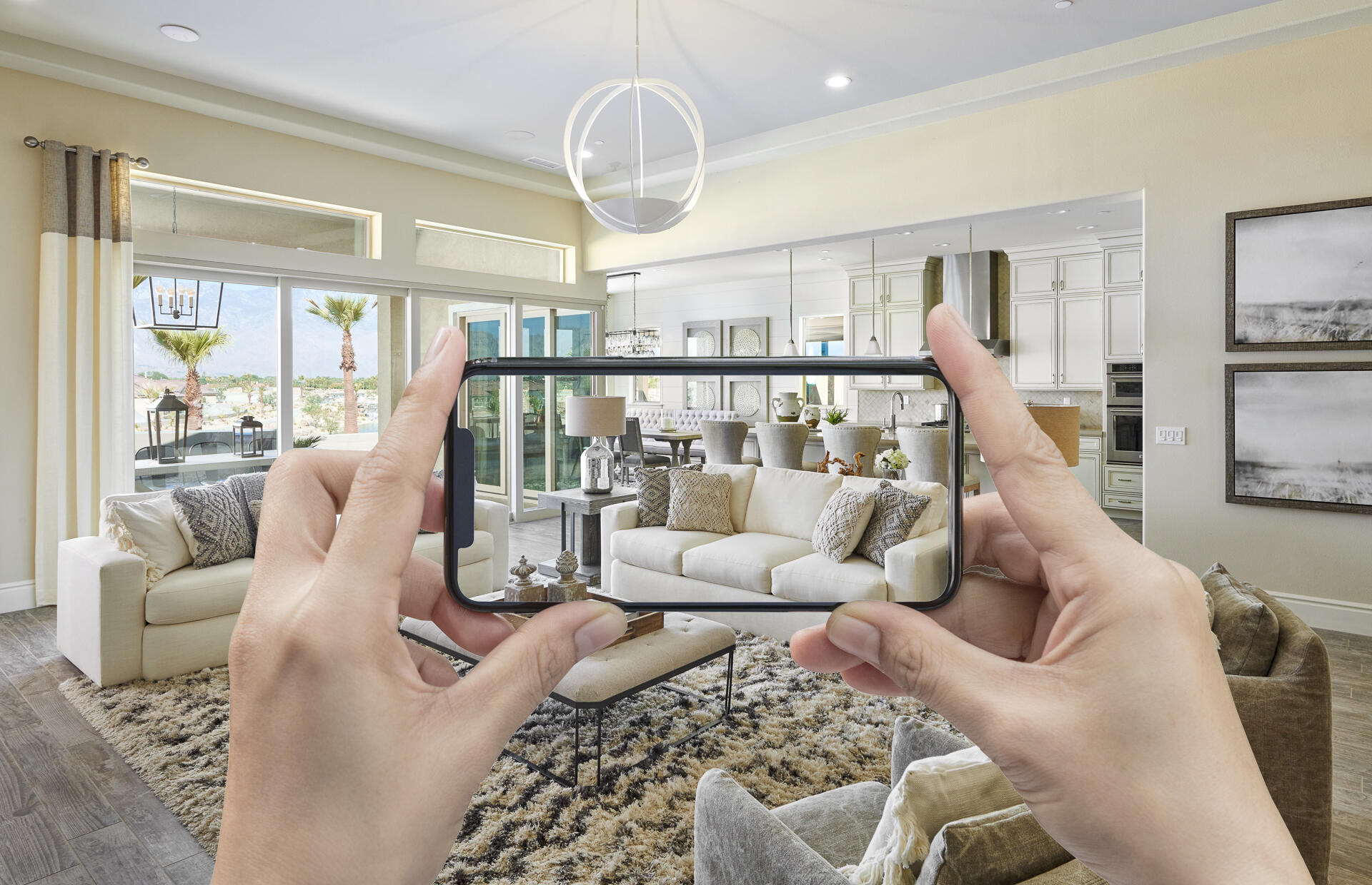 21 Chablis Rancho Mirage, CA 92270 - Photo 12 of 17 a living room with furniture fireplace and a large window