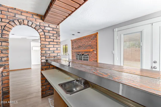 a view of kitchen and window