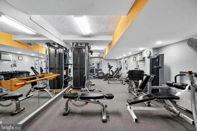 a view of a room with gym equipment
