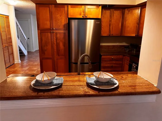 a table and chairs in a room