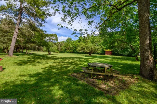 a view of a park with a slide