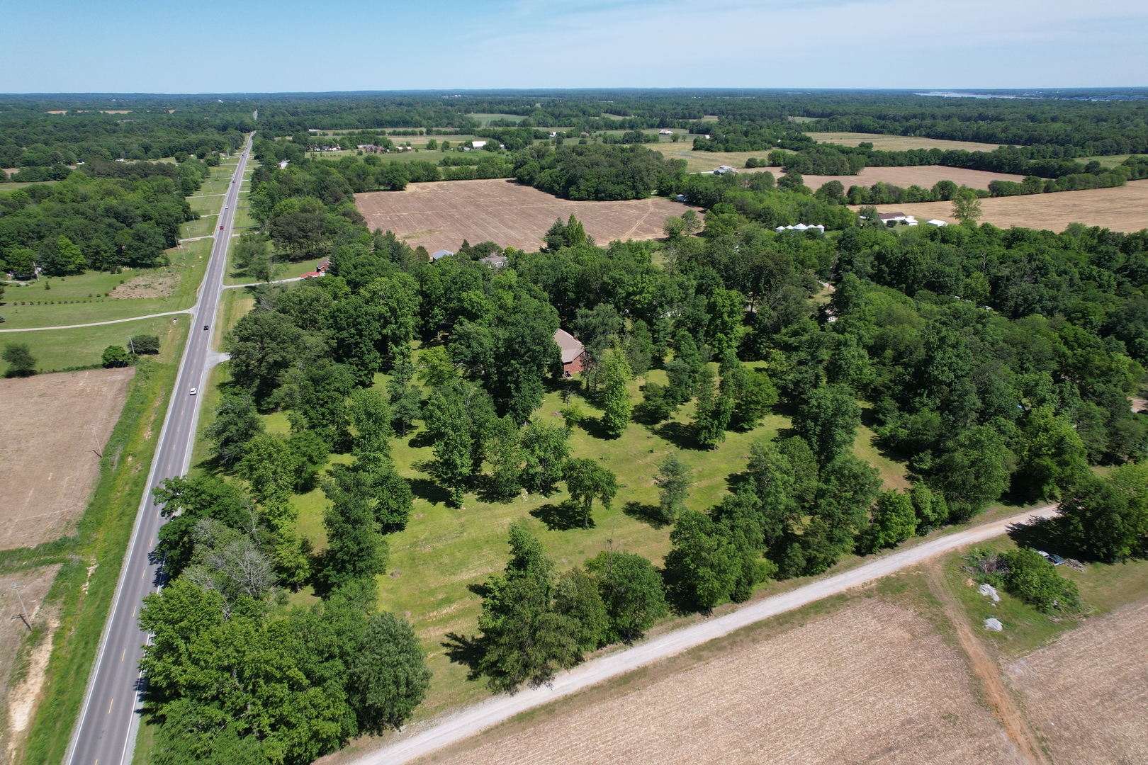 5996 South US 45 Road Metropolis, IL 62960 - Photo 39 of 41 an aerial view of green landscape with trees houses and lake view