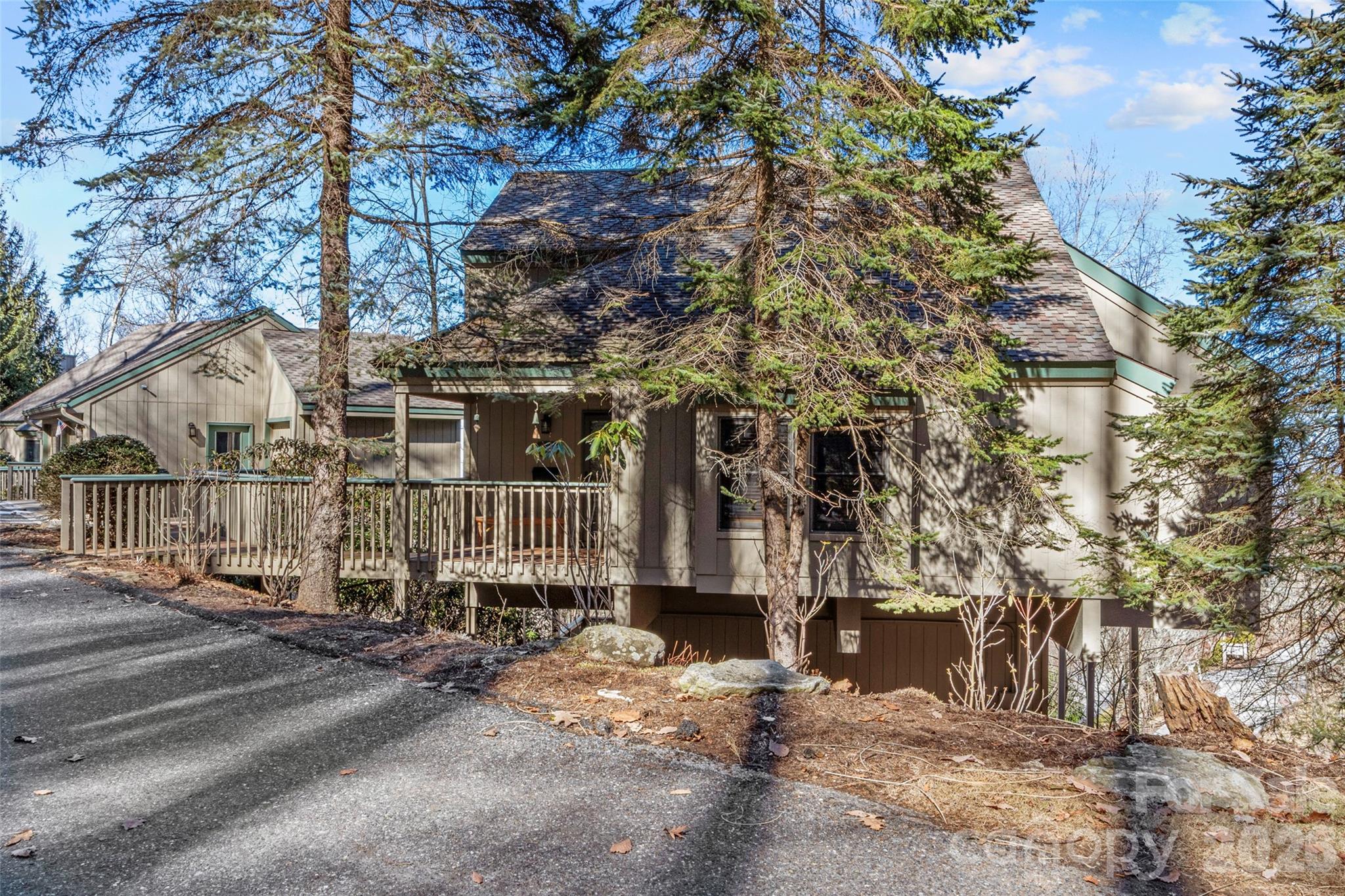 a view of a street with houses