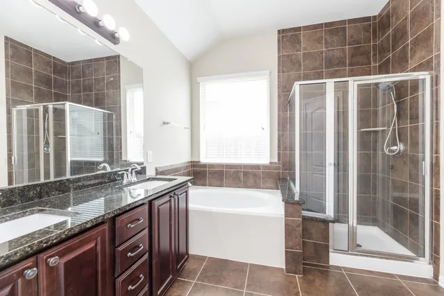 a bathroom with a bathtub