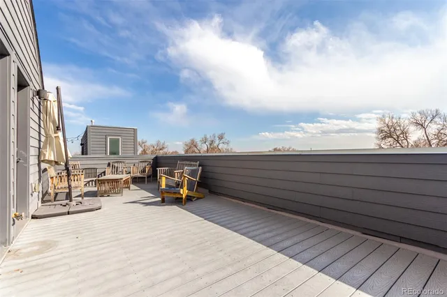 a view of a terrace with chairs