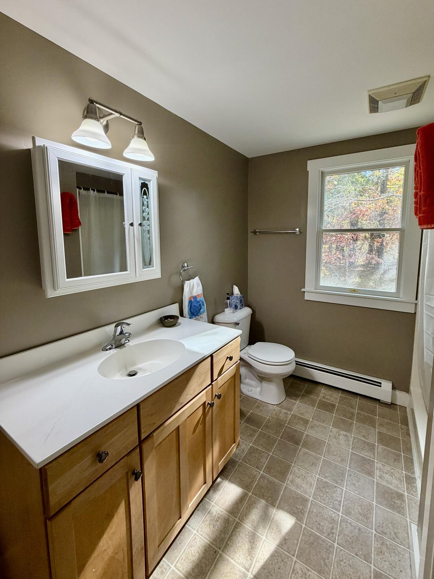 46 Spring Brook Road Wellfleet, MA 02667 - Photo 14 of 37 a bathroom with a sink and a mirror