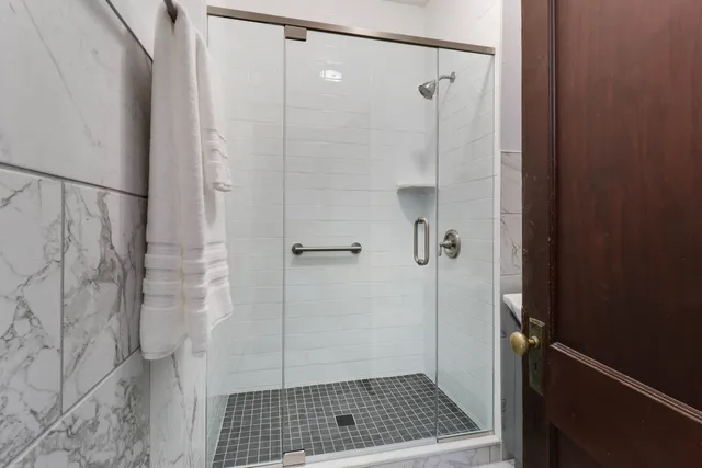 a bathroom with a shower