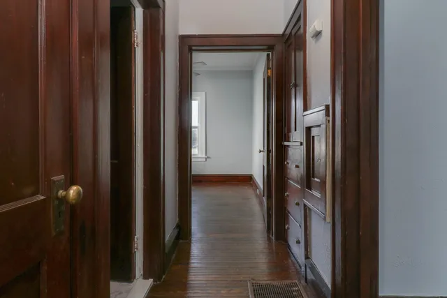 a view of a hallway with a elevator