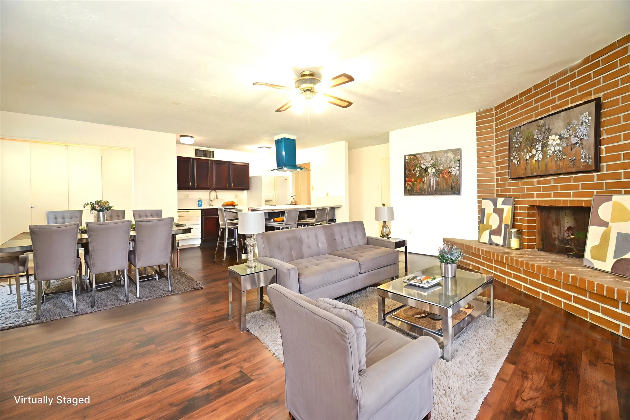 17518 Autumn Trails Lane Houston, TX 77084 - Photo 4 of 30 a living room with fireplace furniture and a flat screen tv