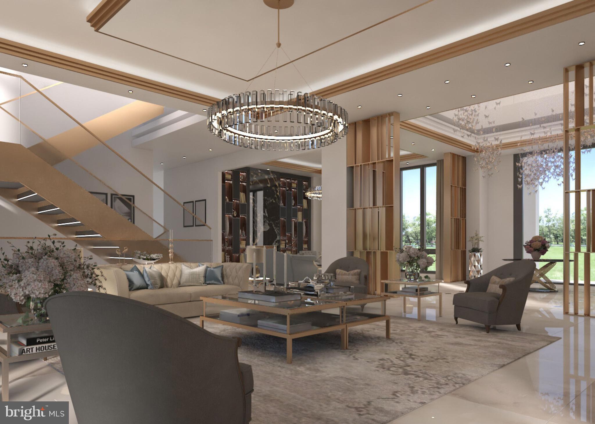 7716 Georgetown Pike McLean, VA 22102 - Photo 11 of 22 a living room with couches a dining table and chairs with outer view