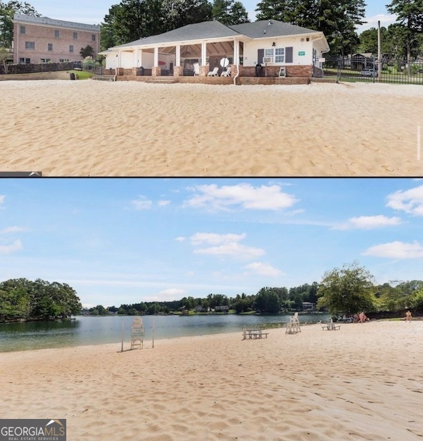 6143 Belle Meade Drive Villa Rica, GA 30180 - Photo 2 of 6 a front view of a house with a lake view