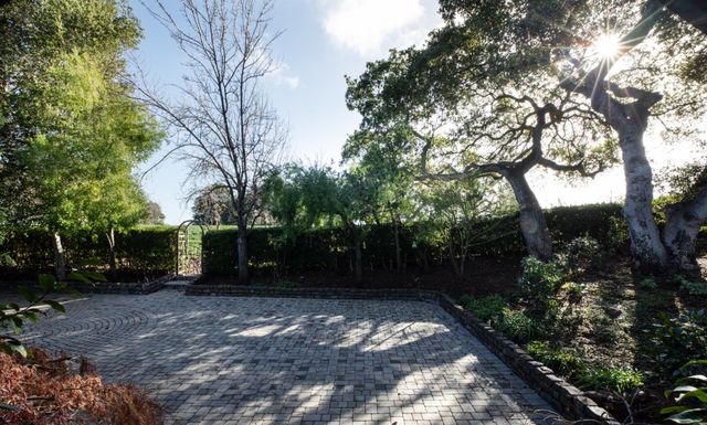 a view of grassy field with trees