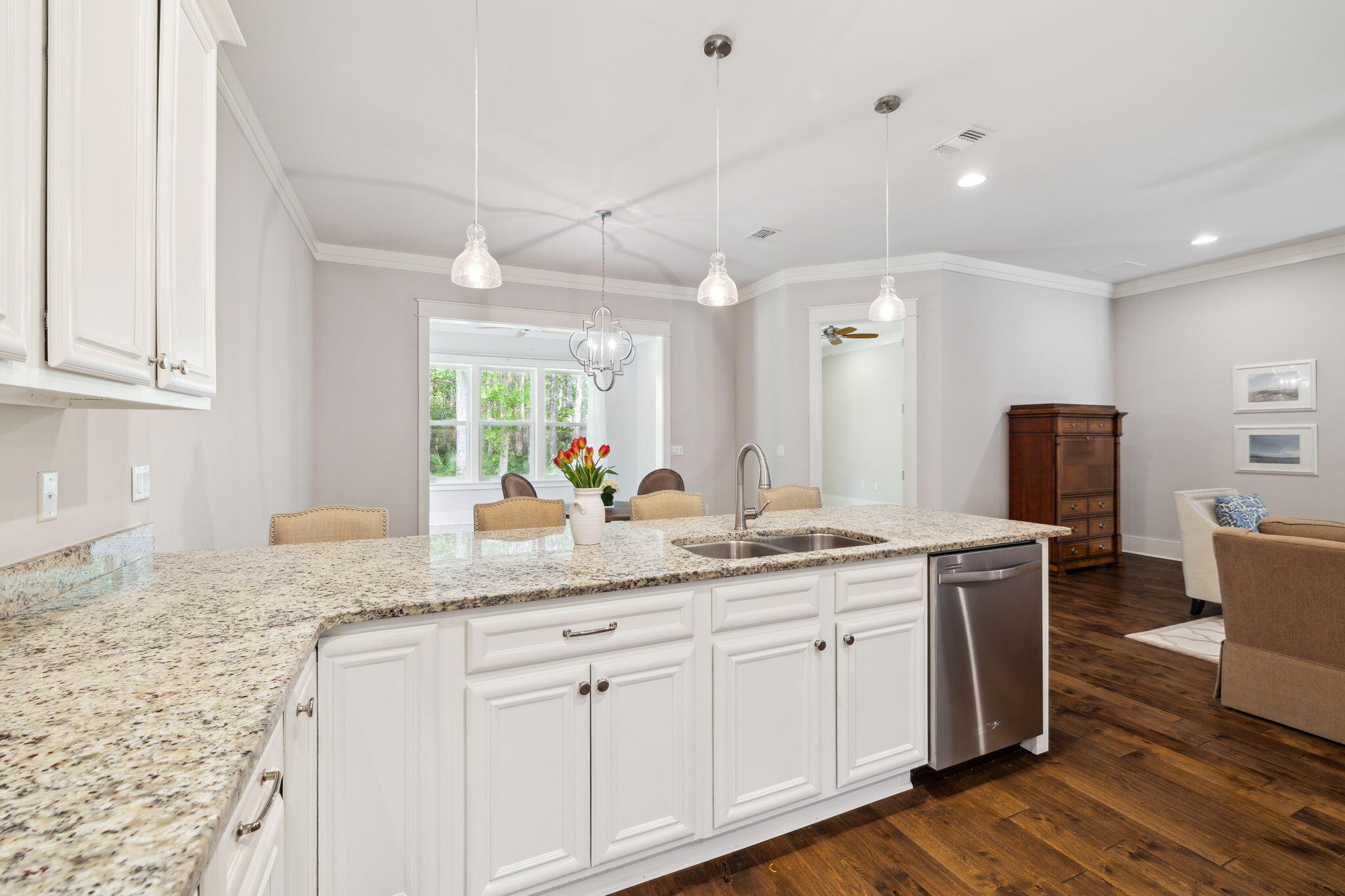 180 Blakely Drew Boulevard Santa Rosa Beach, FL 32459 - Photo 18 of 40 a bathroom with a granite countertop sink and a mirror
