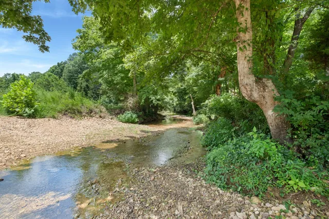 a view of lake with green space