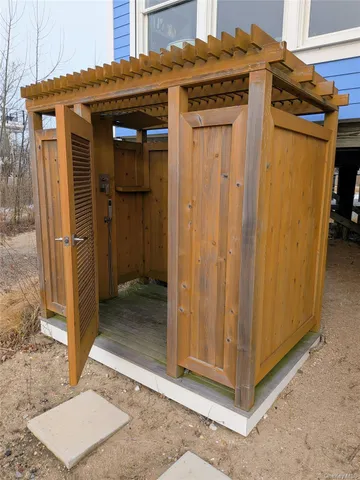 a view of a wooden door