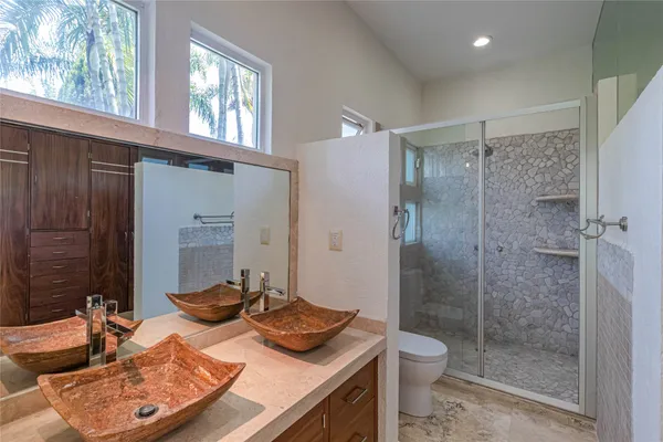 a bathroom with a shower