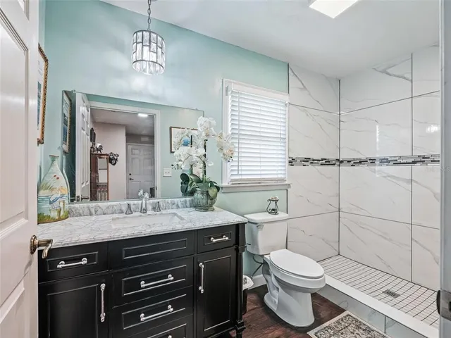 a bathroom with a toilet a sink and mirror