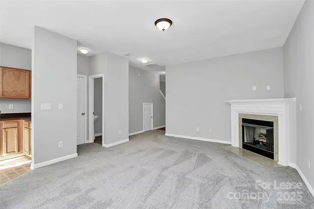 a view of a room with a window