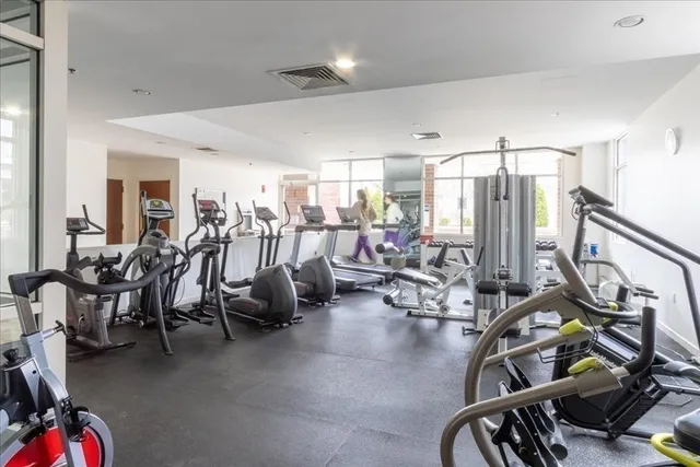 a view of a room with gym equipment