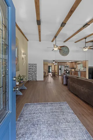 a view of a living room and utility room