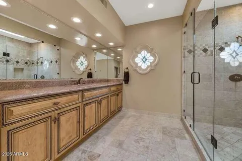 a bathroom with shower