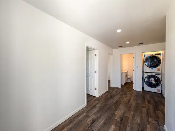 a view of a room with shelves