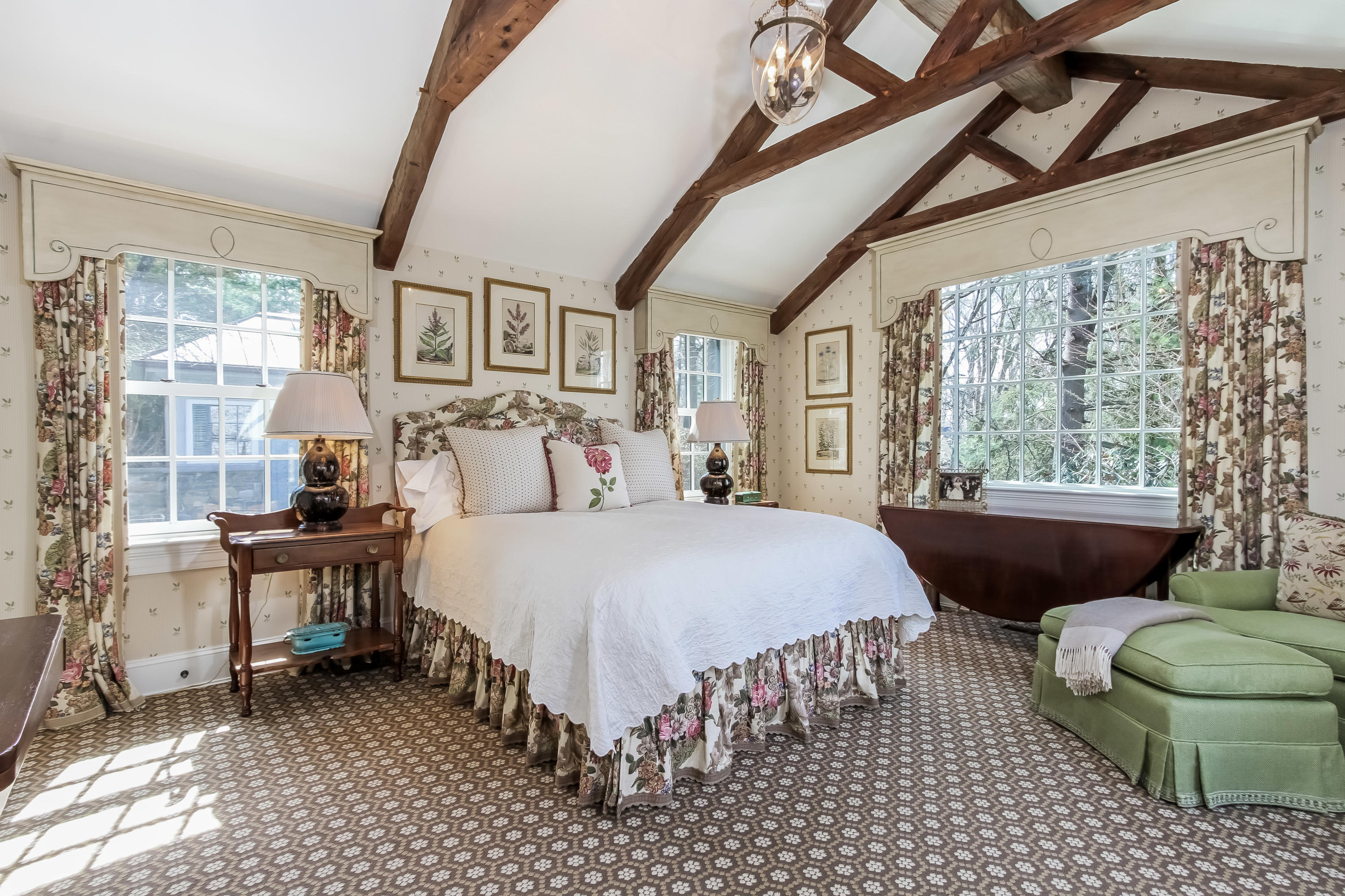 29 Sunswyck Road Darien, CT 06820 - Photo 28 of 59 a bedroom with a bed and a view of living room