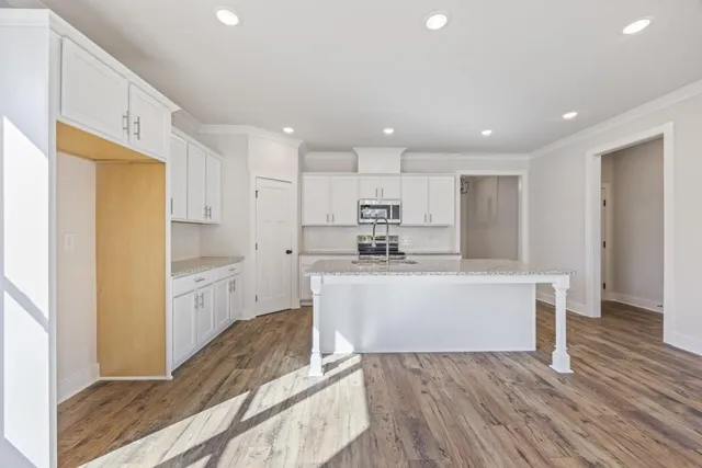 a kitchen with stainless steel appliances granite countertop a sink and a stove