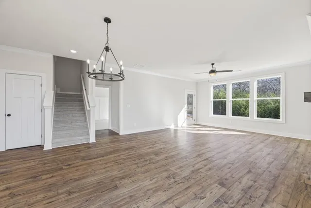 an empty room with windows