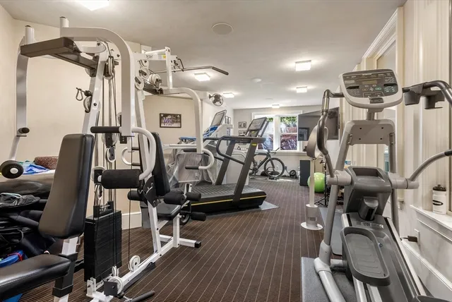 a view of a room with gym equipment