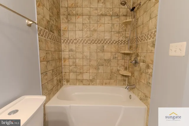 a bathroom with a bathtub