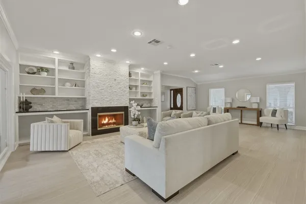 a living room with furniture