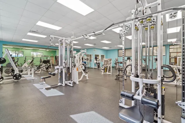 a view of a room with gym equipment