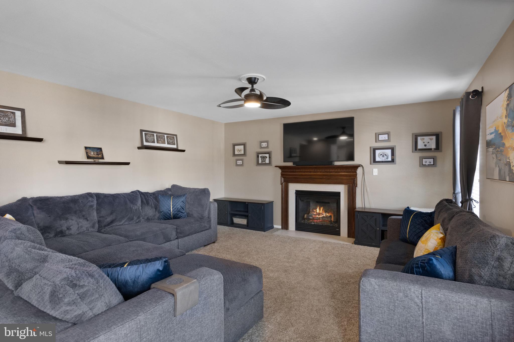 2 Tieman Circle Delanco, NJ 08075 - Photo 9 of 30 a living room with furniture a fireplace and a flat screen tv