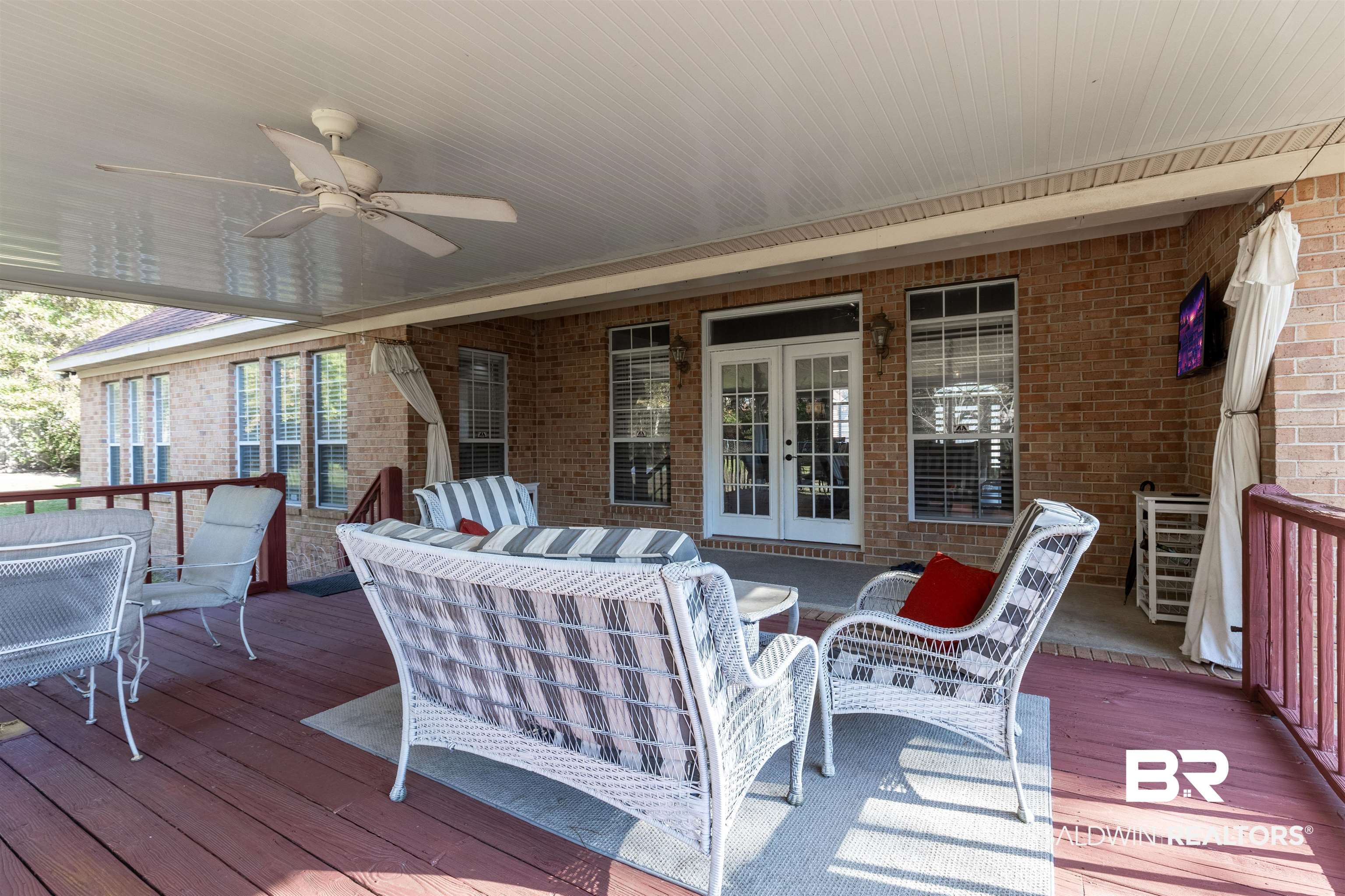 6436 Cherry Ridge Court West Mobile, AL 36695 - Photo 24 of 26 Deck with an outdoor living space, ceiling fan, and french doors