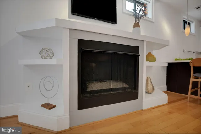 a hallway with washer and dryer