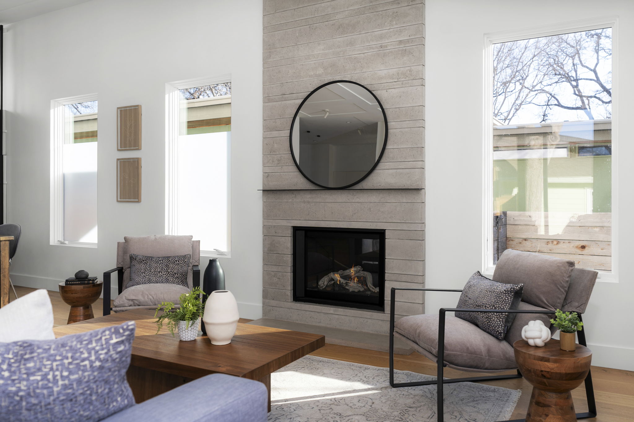 2001 Forest Trail Austin, TX 78703 - Photo 10 of 40 Living room with a fireplace and wood finished floors
