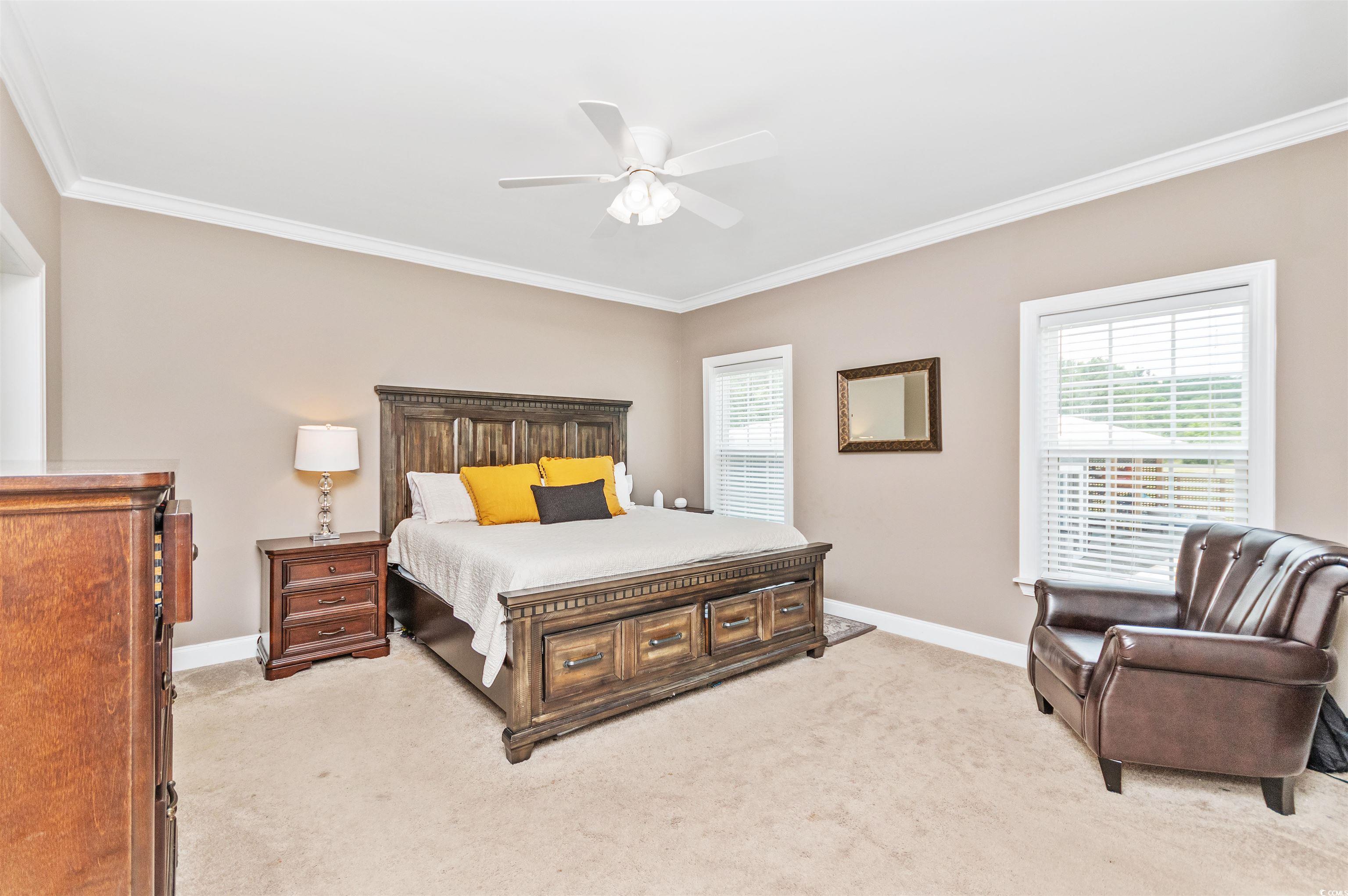 510 Council Bluff Road Longs, SC 29568 - Photo 13 of 40 Bedroom with ceiling fan, light colored carpet, an