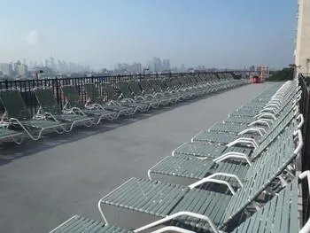 a view of a terrace with chairs