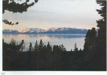 a view of a lake with a mountain in the background