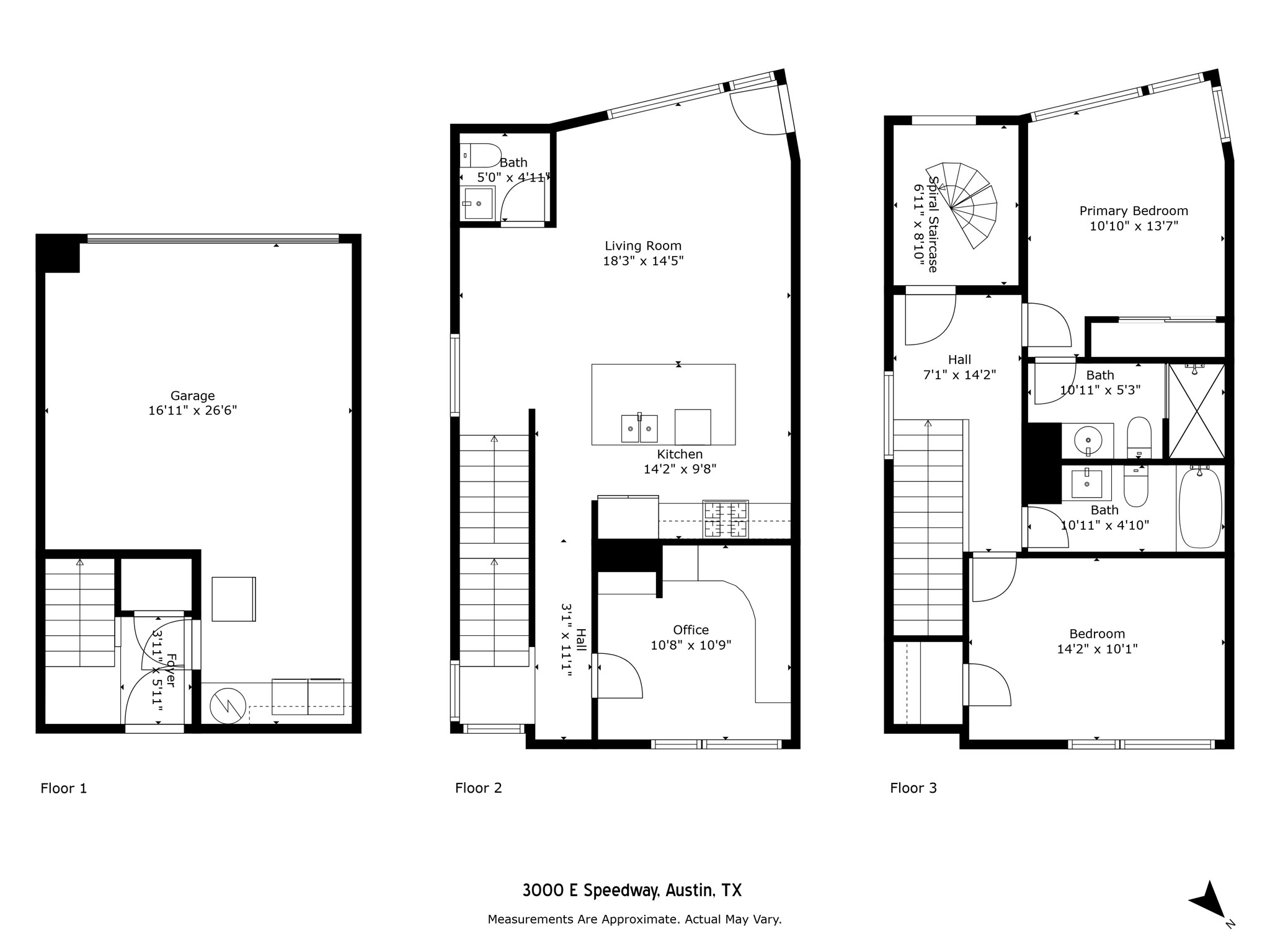 3000 Speedway Street, Unit E Austin, TX 78705 - Photo 12 of 16 Visualize this three-story layout, featuring a ground-level garage and upper-floor living spaces for versatile use.