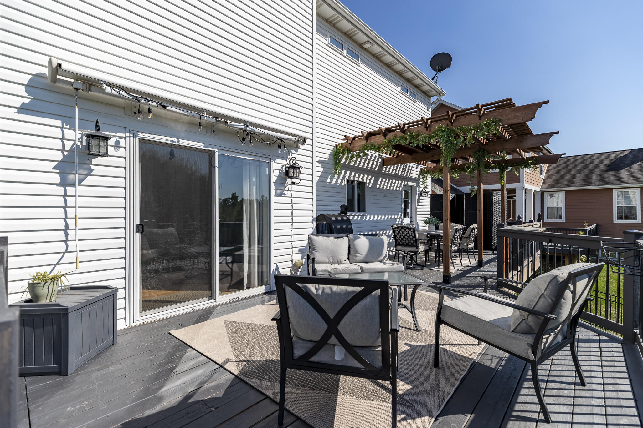 12492 Washington Street Crown Point, IN 46307 - Photo 36 of 43 a view of a patio with table and chairs and potted plants