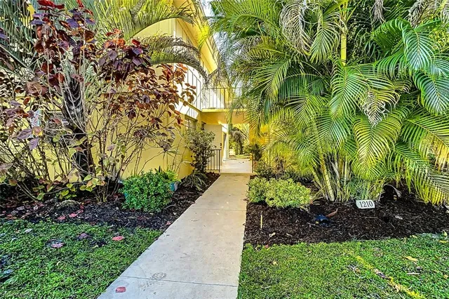 a view of a pathway with a yard