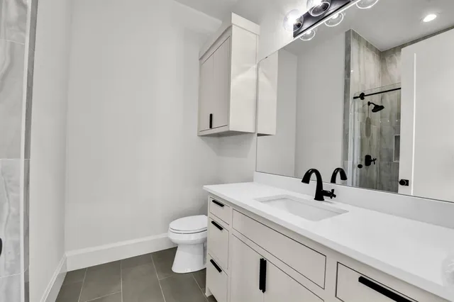 a bathroom with a sink toilet and vanity