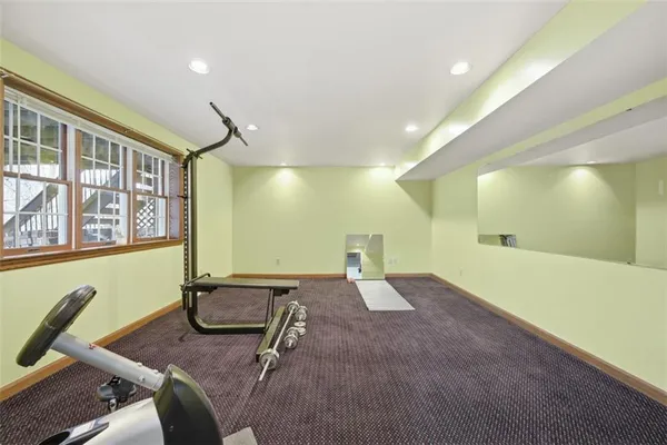 a view of a room with gym equipment