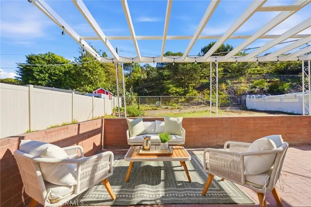 a outdoor view with a sitting space