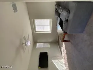 a view of a livingroom with a window